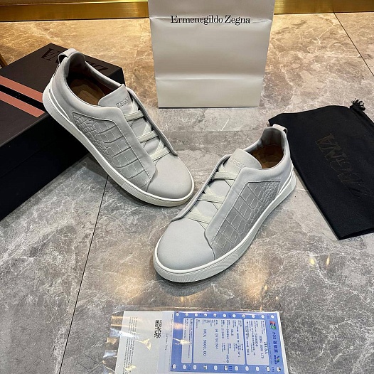 Мужские кроссовки Ermenegildo Zegna Triple Stitch Alligator - Grey   