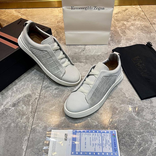 Мужские кроссовки Ermenegildo Zegna Triple Stitch Alligator - Grey
