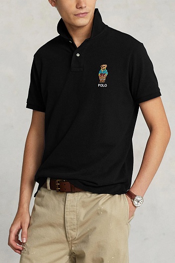 Мужское чёрное поло Polo Ralph Lauren "Bear"   