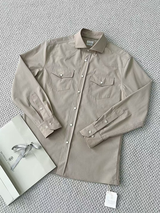 Мужская серая рубашка Brunello Cucinelli Premium