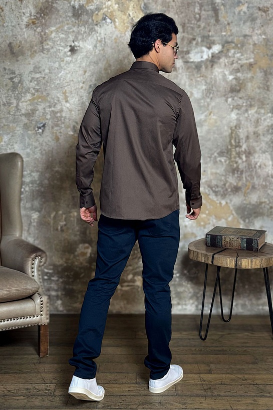 Мужская рубашка Loro Piana logo-embroidered - Brown