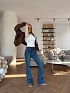 Синие женские джинсы клёш  Loro Piana premium