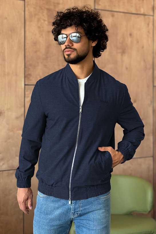 Мужской бомбер Zegna синего цвета