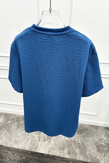 Футболка синего цвета Dior logo all-over embossed   