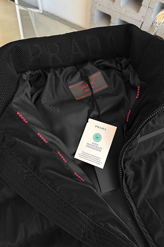 Куртка с вязаными рукавами Prada Linea Rossa - Black