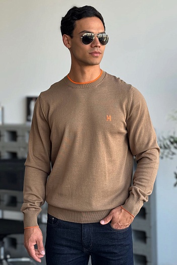 Мужской джемпер Hermes H embroidered - Brown   