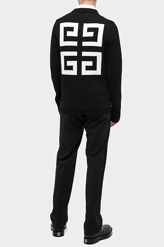 Чёрный свитер Givenchy 4G Logo-Intarsia