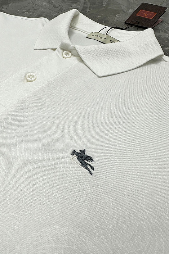 Белое поло Etro с узором пейсли