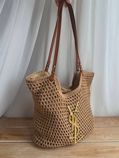 Плетёная сумка шоппер Yves Saint Laurent 33x38 см   