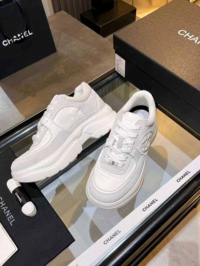 Белые женские кроссовки Chanel premium   