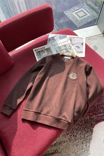 Мужской свитшот Moncler logo-patch - Brown   