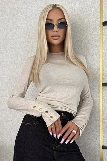 Женский базовый лонгслив Loro Piana Premium - Beige   