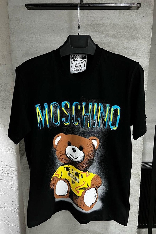 Мужская чёрная футболка Moschino Teddy Bear