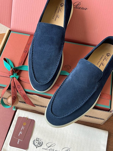 Замшевые лоферы Loro Piana Premium - Navy   