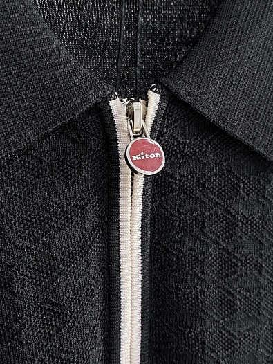 Вязаное поло чёрного цвета Kiton premium   