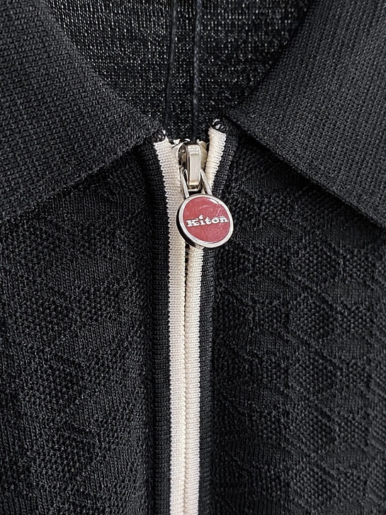 Вязаное поло чёрного цвета Kiton premium