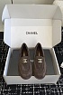 Женские замшевые лоферы с мехом Chanel Premium - Chocolate