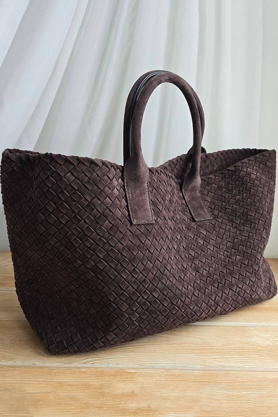 Замшевая сумка Bottega Veneta Cabat 40x28 см - Brown