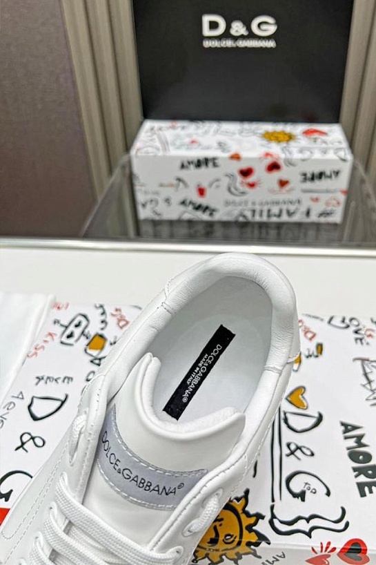 Кожаные кроссовки белого цвета Dolce & Gabbana Portofino
