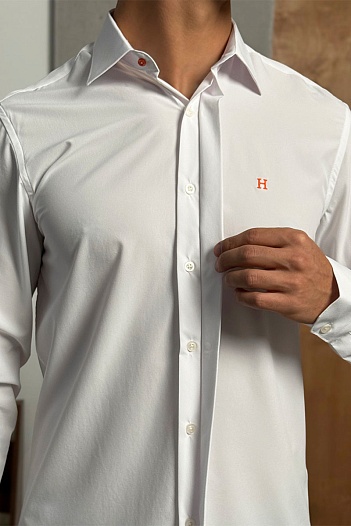 Мужская рубашка Hermes H embroidered - White   