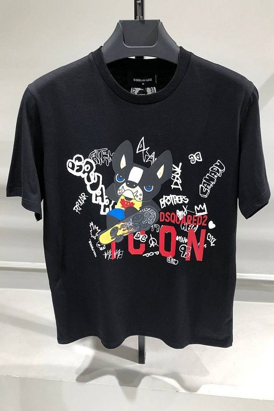 Чёрная мужская футболка Dsquared2 ICON graffiti-print