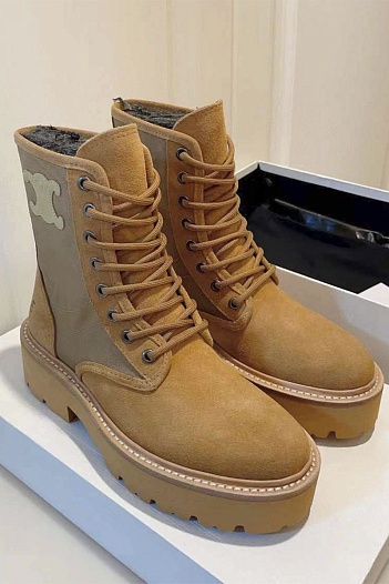 Женские замшевые ботинки Celine premium - Checknut   