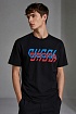 Чёрная оверсайз футболка Gucci mirror-logo