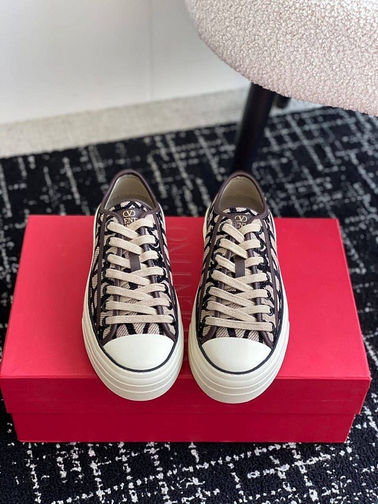 Женские кеды Valentino Toile Iconographe premium - Brown