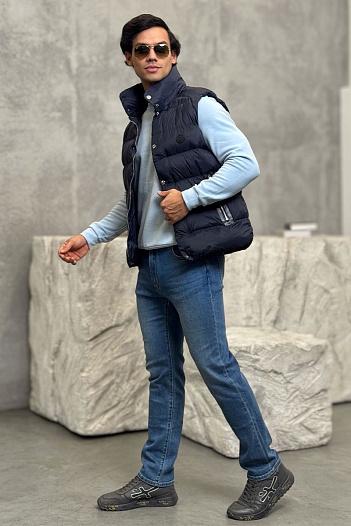 Тёмно-синий жилет Moncler Herniaire logo-patch   