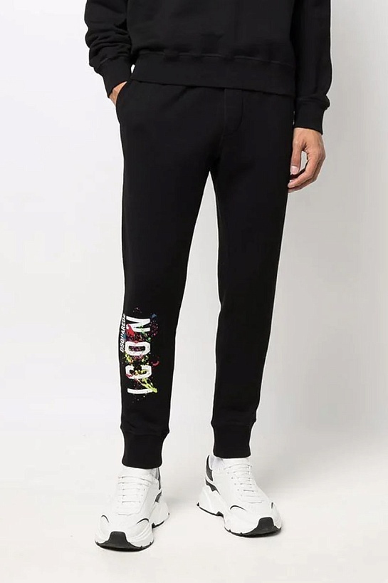 Мужские чёрные штаны Dsquared2 Icon Splatter logo-print