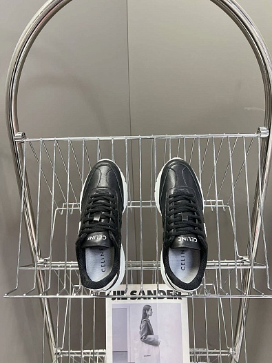 Женские кожаные кроссовки Celine чёрного цвета   