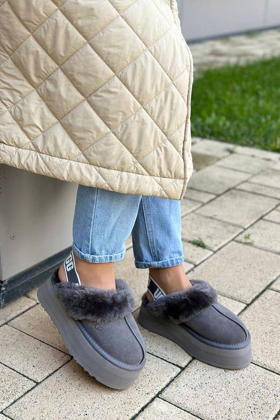 Замшевые женские слиперы с мехом UGG Funkette Platform