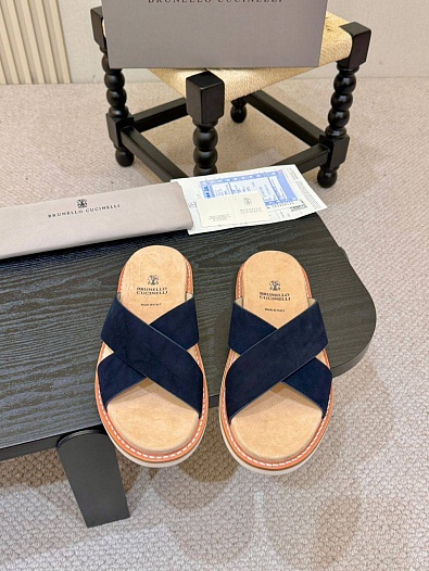 Замшевые шлёпанцы Brunello Cucinelli Crossover   