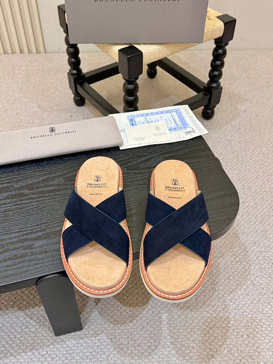 Замшевые шлёпанцы Brunello Cucinelli Crossover