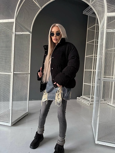 Женская чёрная вельветовая куртка MIU MIU   