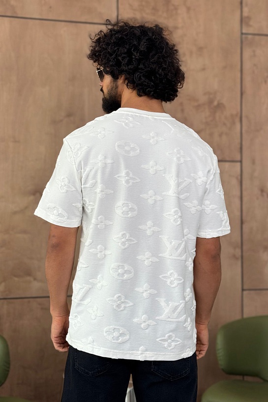 Белая оверсайз футболка Louis Vuitton Monogram All-over