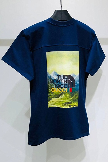 Оверсайз футболка Gucci x The North Face Collaboration landscape print - Navy   