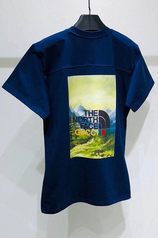 Оверсайз футболка Gucci x The North Face Collaboration landscape print - Navy