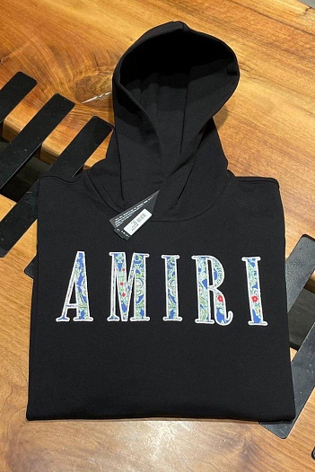 Мужское чёрное худи Amiri Paisley Core Logo   
