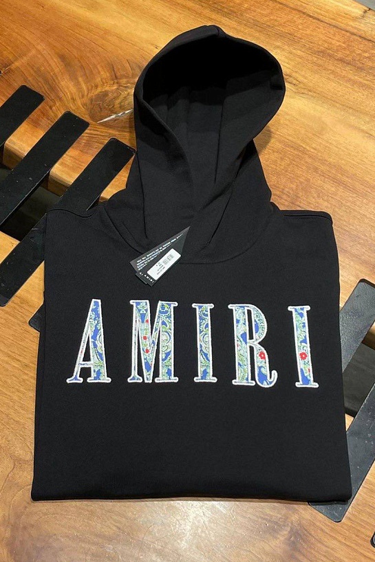 Мужское чёрное худи Amiri Paisley Core Logo