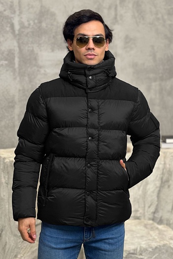 Чёрная куртка со съёмными рукавами Burberry London England logo-patch   