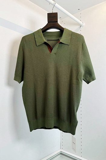 Мужское поло Zegna buttonless - Green   