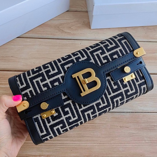 Женский клатч Balmain B-Buzz 25x12 см - Black / White   