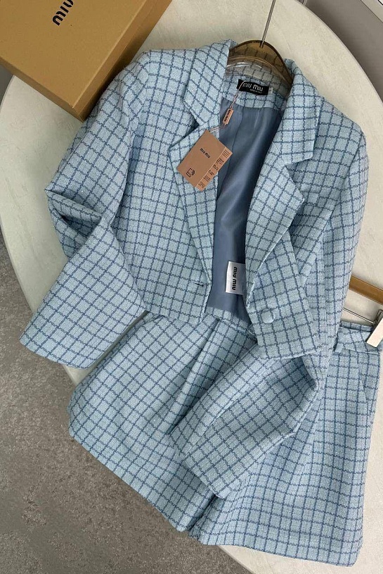 Женский костюм в клетку MIU MIU premium - Blue