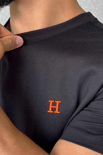 Футболка чёрного цвета Hermes H embroidered   