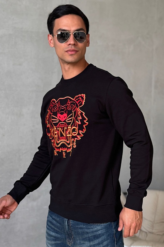 Чёрный мужской свитшот Kenzo Tiger Head embroidered