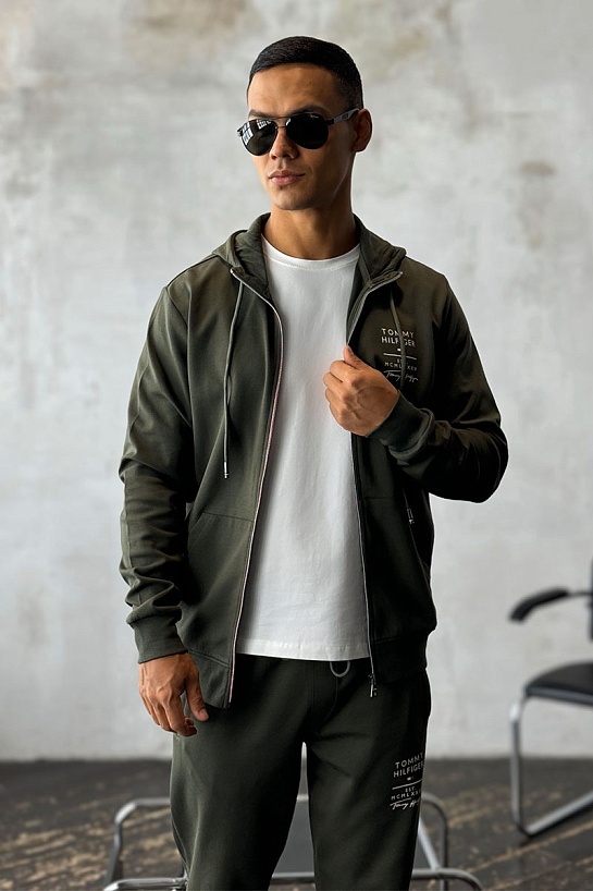 Кофта на молнии зелёного цвета Tommy Hilfiger