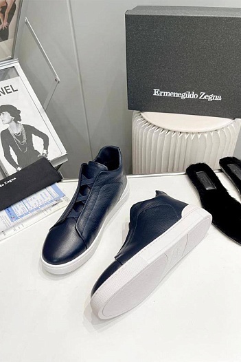 Кроссовки с мехом Ermenegildo Zegna Triple Stitch - Navy   
