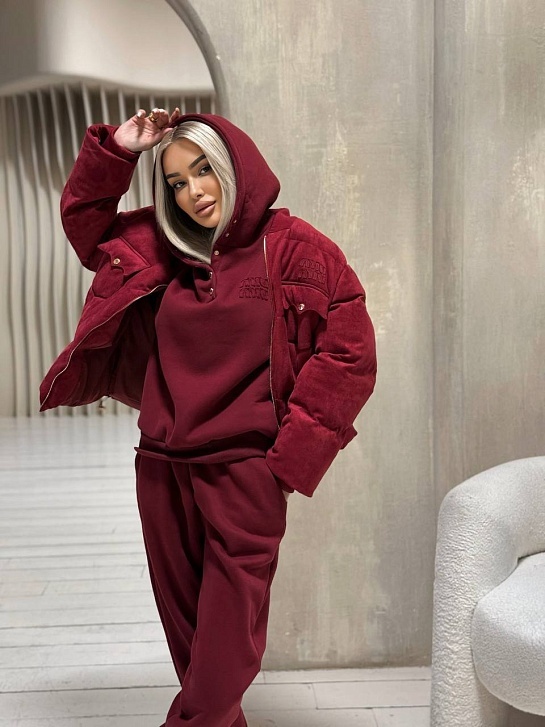 Женский бордовый костюм тройка MIU MIU