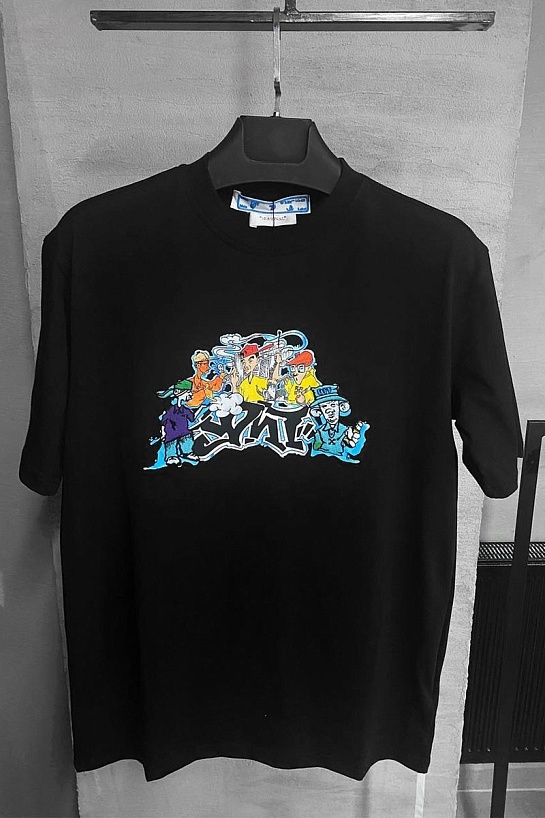 Чёрная оверсайз футболка Off-White Graff Pupp Over Skate